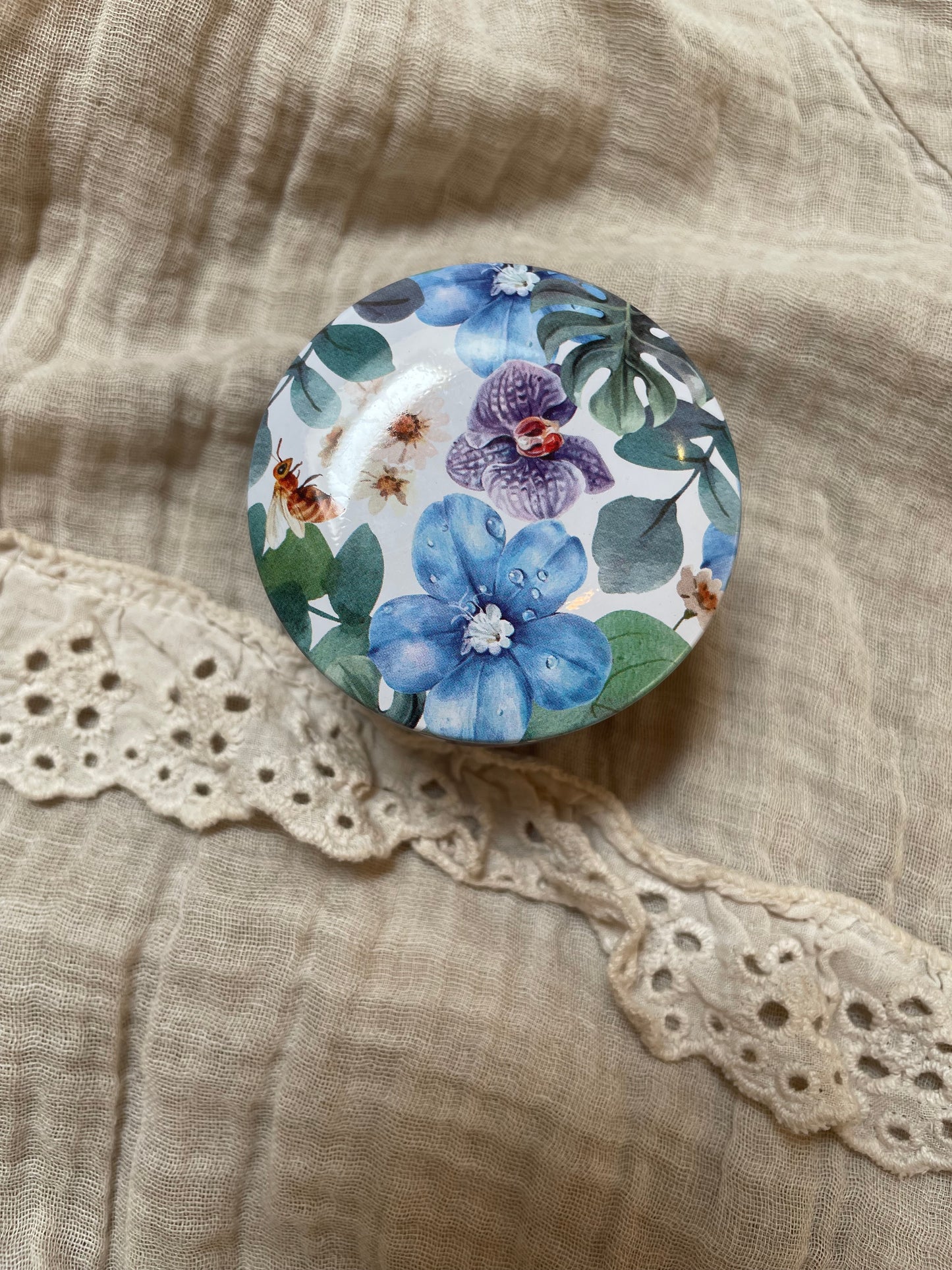 Opbergdoosje Blauwe bloemen