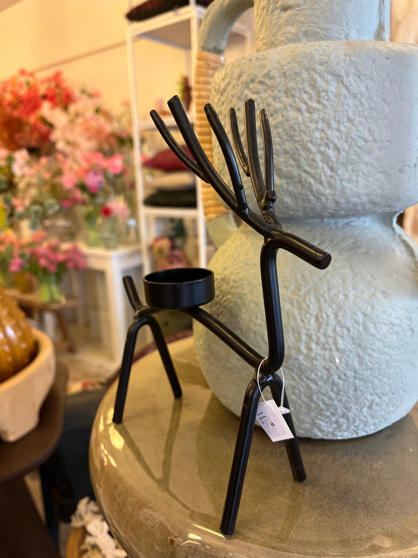 Metalen Hertje met Waxinelichtje houder groot