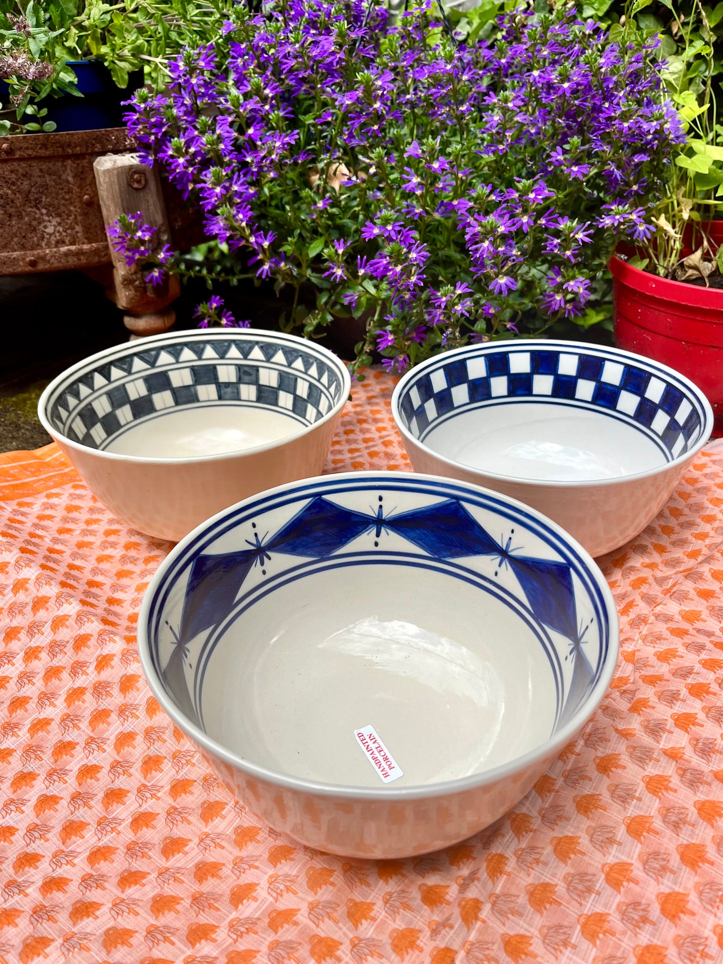 Schaal maat M blauw patroon