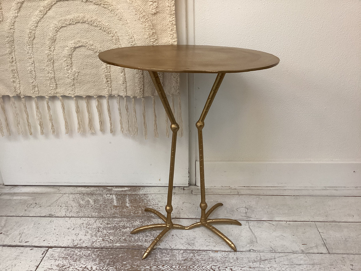 Bijzettafel metaal goud met vogelpoten