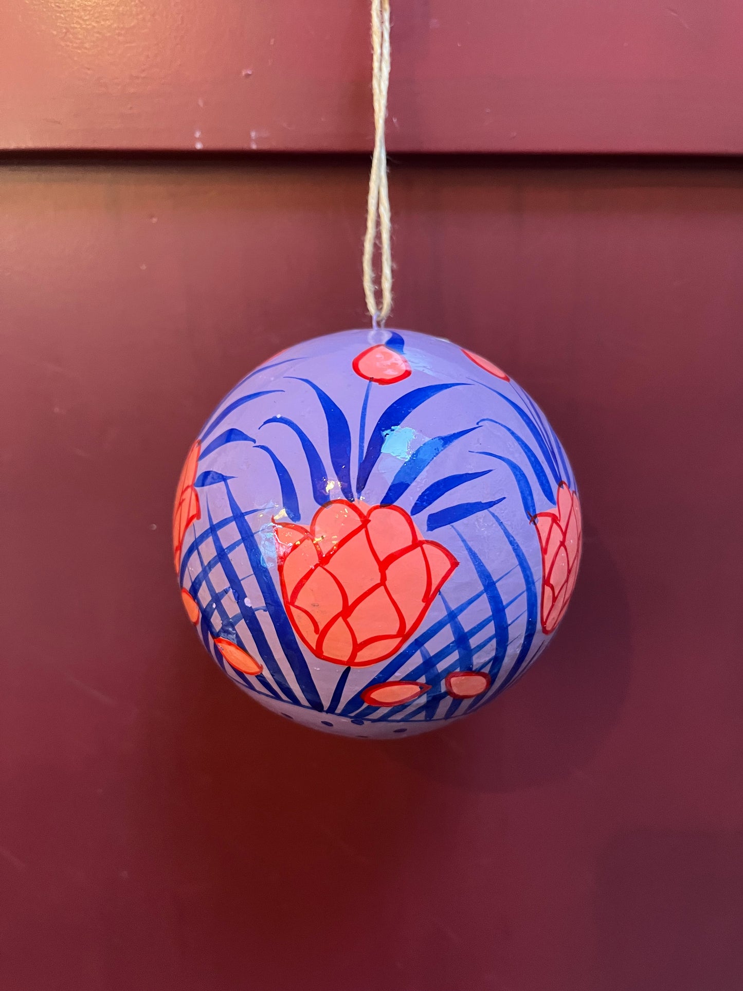 Papier maché kerstballen XL diverse kleuren