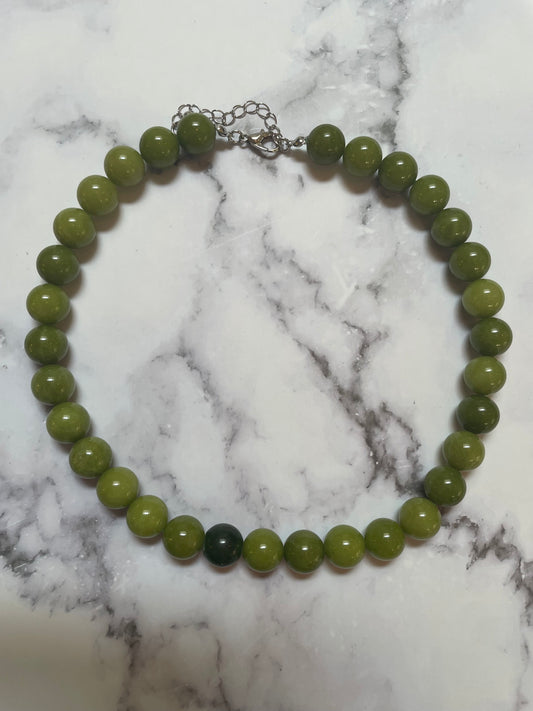 Kralen ketting olijf groen