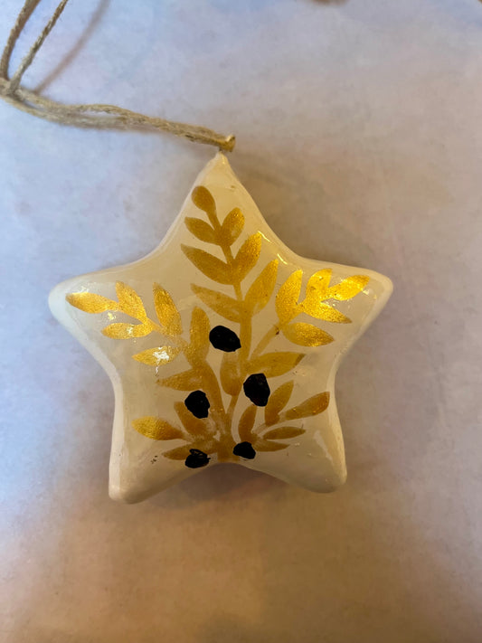 Papier Maché hanger/kerstbal Ster witte varianten