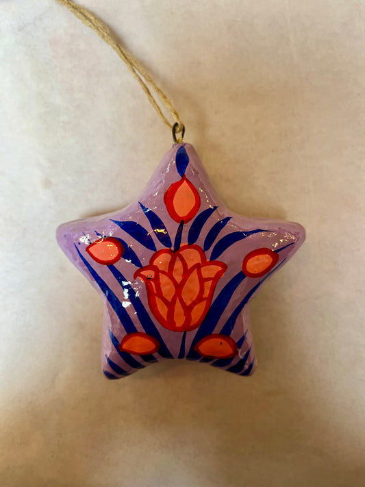 Papier Maché hanger/kerstbal Ster Gekleurde Varianten