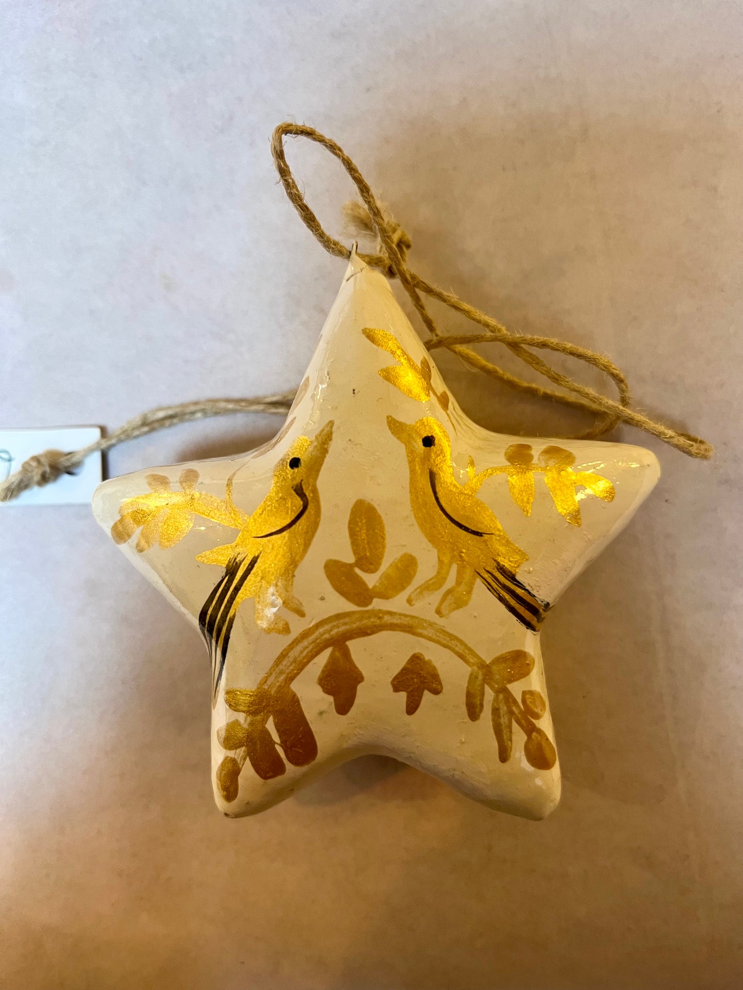 Papier Maché hanger/kerstbal Ster witte varianten