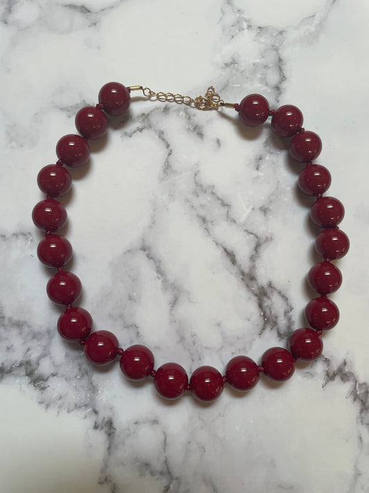 Kralen ketting donker rood