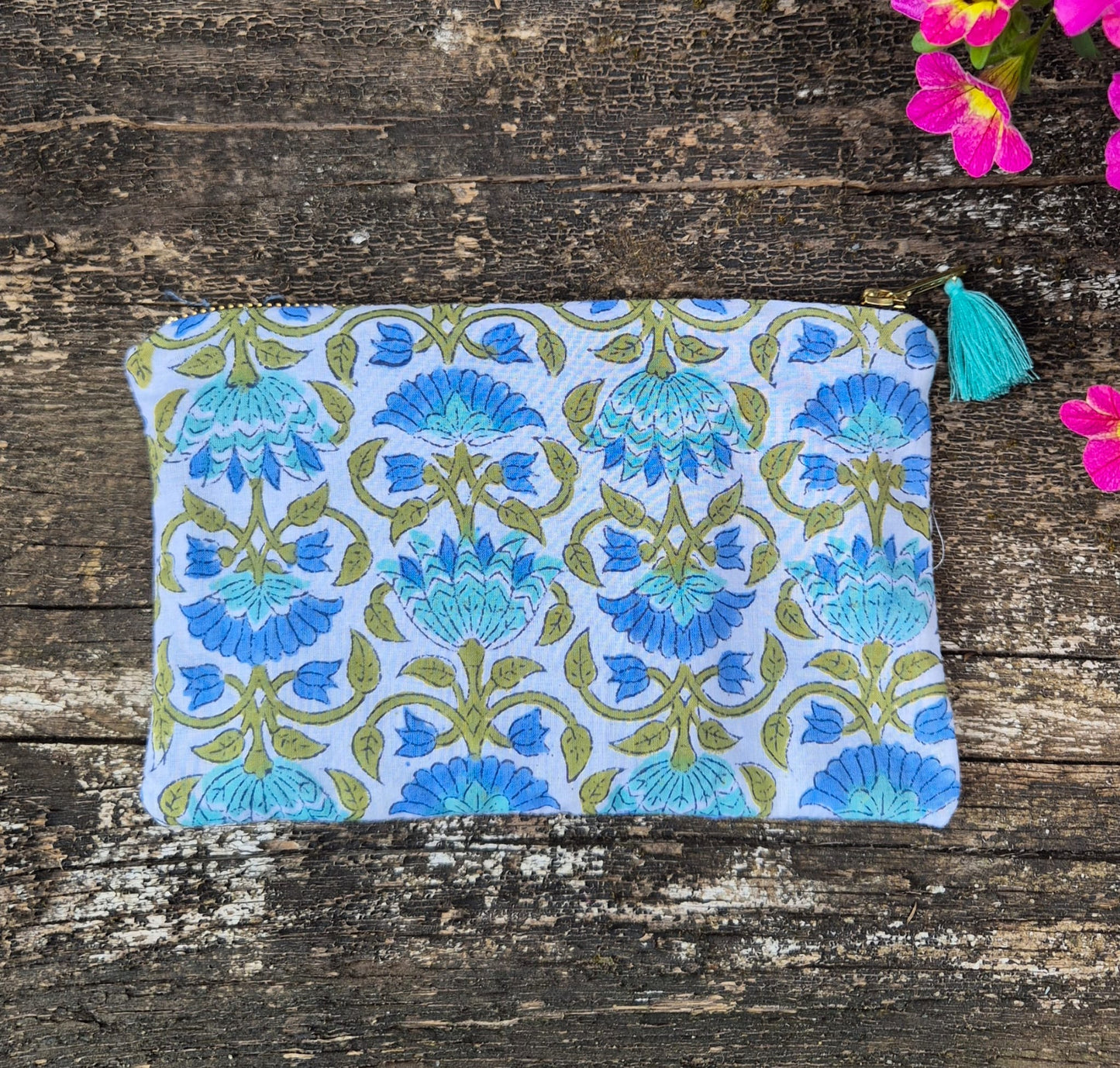 Handgemaakt Toilettasje Blauw Gebloemd