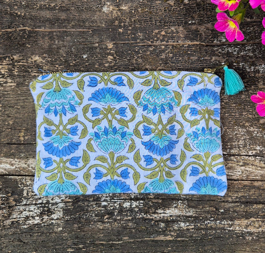 Handgemaakt Toilettasje Blauw Gebloemd