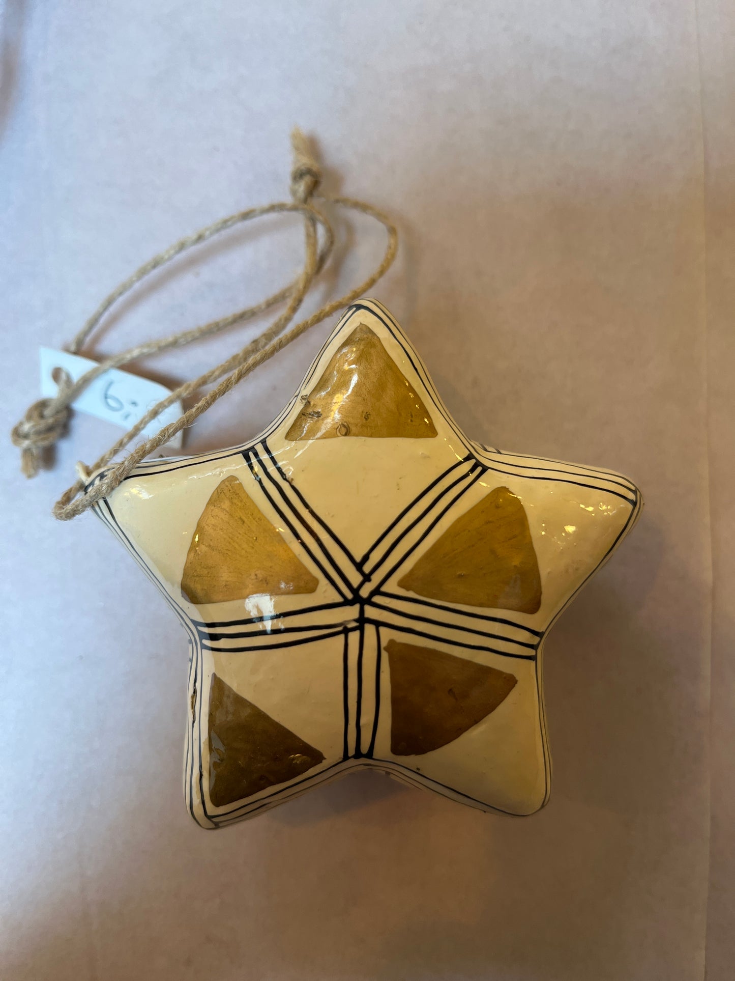 Papier Maché hanger/kerstbal Ster witte varianten