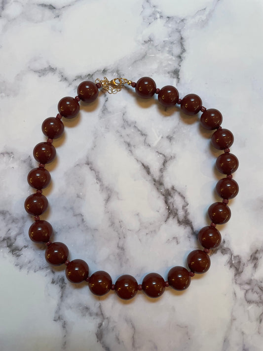 Kralen ketting bruin