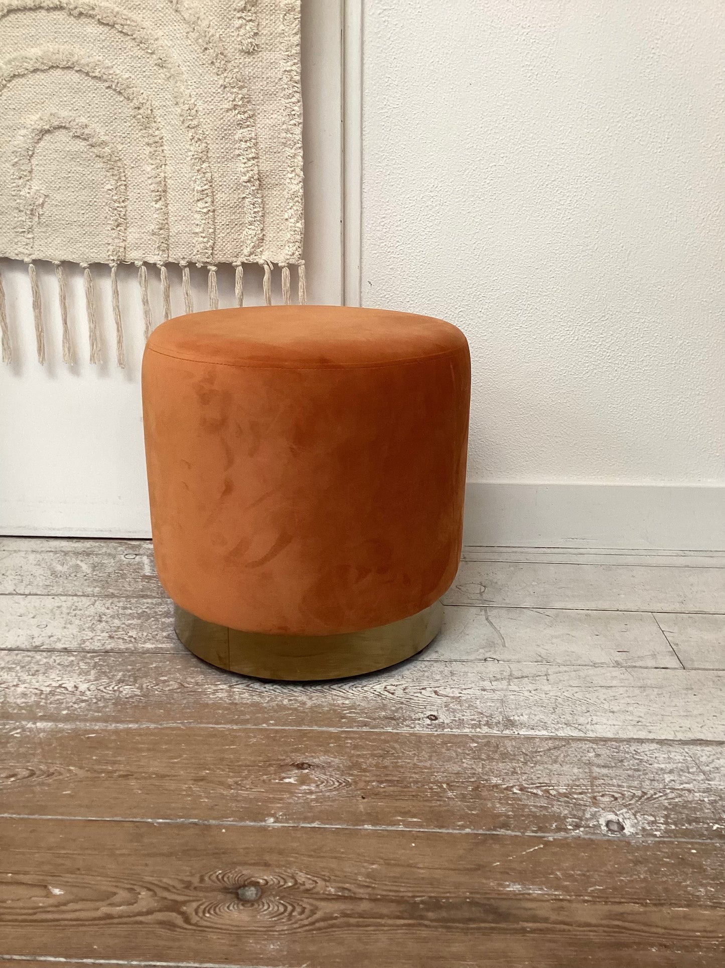 Velvet poef oranje
