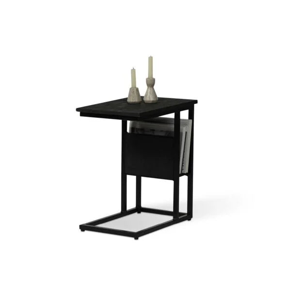 Overschuiftafel zwart met lectuurbak