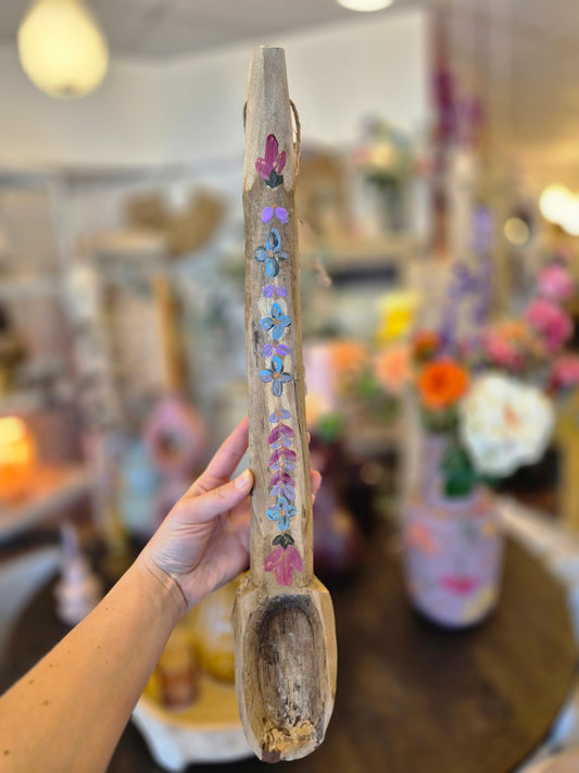 Handbeschilderde houten lepel uit India langwerpig