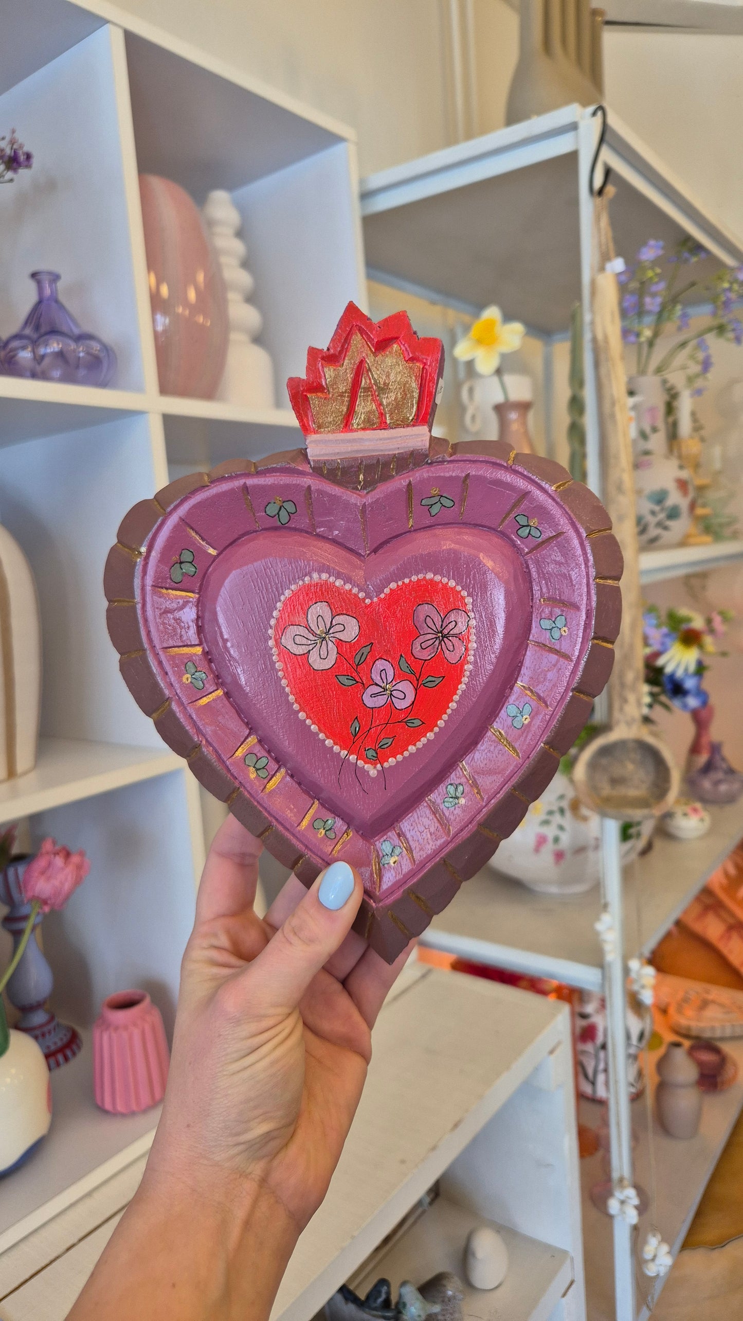 Handbeschilderd hart rood