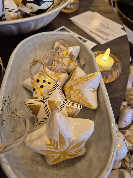 Papier Maché hanger/kerstbal Ster witte varianten